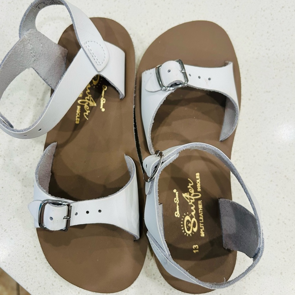 Sun-San by Salt Water White and Brown Kids Sandals